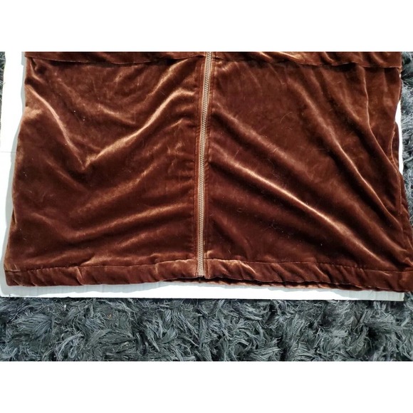 Roaman's Size 1X Brown Velvet Velour 2 Pc Pockets Elastic Waist Athleisure Set - Picture 6 of 14